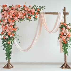 Wedding Flowers Wedding Arch Flowers Arrangement Wedding Arbor Arrangement in Shades of Orange,and Pink