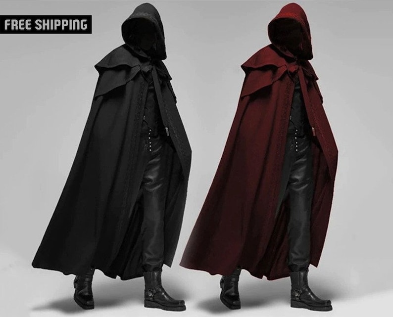 Medieval Viking Hooded Cloak Renaissance Witch Mens Cloak Etsy