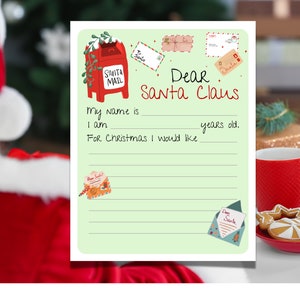 Letter to Santa Printable, Dear Santa, Kids Letter to Santa, Santa Letter, Christmas Wish List, Printable Letter to Santa