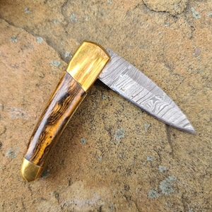 Mini Becote Damascus Steel Folding Knife
