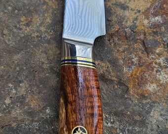 Cuchillo de pelar de acero de Damasco en Koa hawaiana