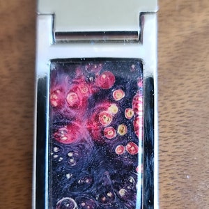 Money Clip with Red/Blue/Purple Karelian Birch insert