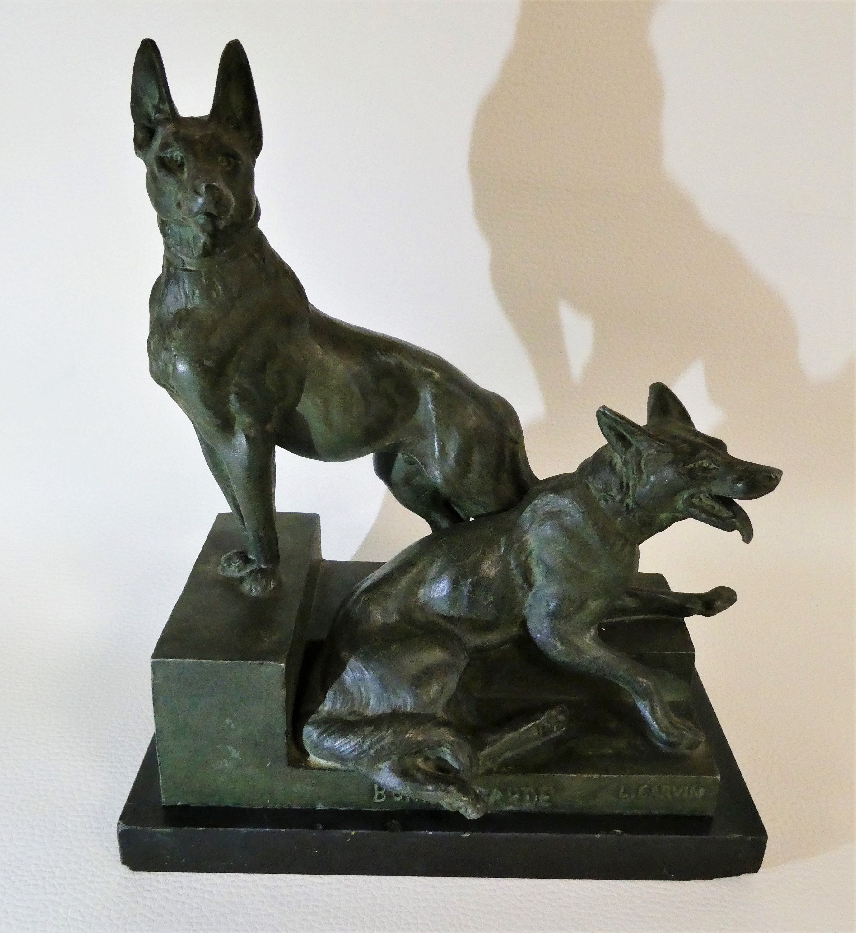 Statue - Animal Subject in Spelter With Dark Green Patina Signed L