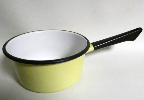 SÉRIE DE 4 anciennes casseroles en tôle émaillée bleu déco cuisine