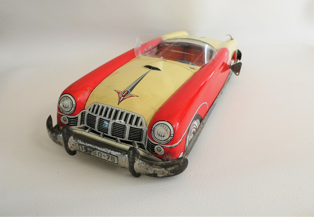 Ancienne Voiture En Tôle Cabriolet JOUSTRA - Jouet Enfant Vintage