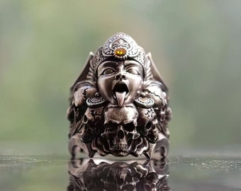 Goddess Kali Ring, Handmade Custom 925 Sterling Silver Ring, Gothic Silver Ring