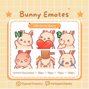 Bunny Rabbit Twitch Emote Pack | Cute Twitch Emotes | Streamer Emotes | Bunny Rabbit Emote Set | Bunny RabbitSticker | Little Cee the Bunny