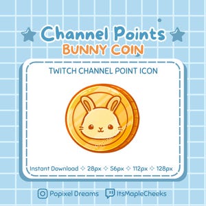 Twitch Bunny Rabbit Channel Point Coin | Cute Twitch Channel Point | Icon for Bunny Rabbit | Cute Bunny Coin for Channel Points & Badges
