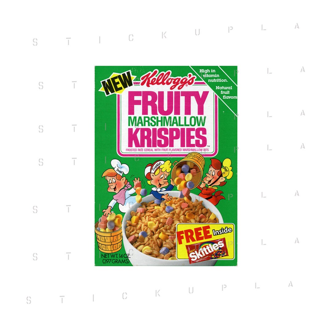 Fruity Marshmallow Krispies Cereal Box Vintage Americana Sticker Etsy