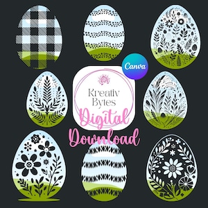 Easter Egg Canva Frames Bundle - Editable Template Background - Photo Collage Sublimation - Drag & Drop Photo