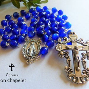 Blue mother-of-pearl rosary - Catholic rosary - Communion gift - Handmade rosary - Religious gifts