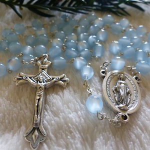Beautiful blue mother-of-pearl beads rosary - Catholic rosary - Communion gift - Rosary - Religious gifts