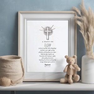 Baptism Gift Boy, Personalized PRINTABLE, Baby Boy Gift, Baptism Sign, Nursery Wall Art, Dedication Gift, Godson, Nursery Decor, PRINTABLE