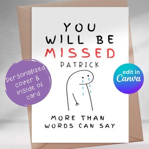 Tarjeta de despedida de Canva imprimible -Te perderás, compañero de trabajo, jefe, divertido, tarjeta de despedida, tarjeta de salida, jubilación, adiós, nuevo trabajo, renunciar