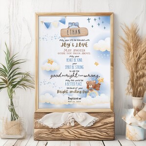 Baptism Gift Boy, Personalized PRINTABLE, Baby Boy Gift, Baptism Sign, Nursery Wall Art, Dedication Gift, Godson, Nursery Decor, PRINTABLE