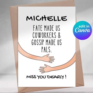 Tarjeta de despedida de Canva imprimible - El destino nos hizo compañeros de trabajo, para compañero de trabajo, divertido, tarjeta de despedida, tarjeta de despedida, jubilación, adiós, grosero