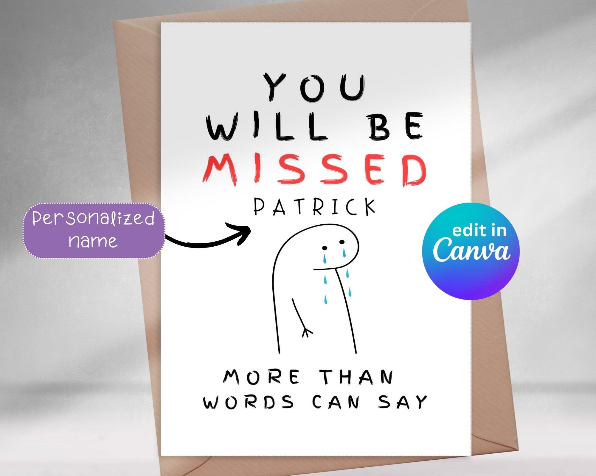 Printable Canva Going Away Card you Will Be MISSED Coworker pic