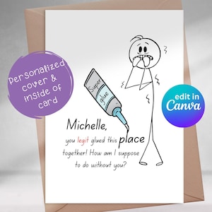 Tarjeta de despedida de Canva imprimible para compañero de trabajo o jefe, divertido, adiós, tarjeta de despedida, tarjeta de despedida, ir, jubilación, adiós, felicitaciones, superpegamento