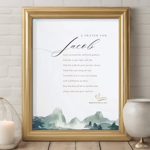 Baptism Gift Boy, Personalized PRINTABLE, Baby Boy Gift, Baptism Sign, Nursery Wall Art, Dedication Gift, Godson, Nursery Decor, PRINTABLE