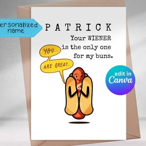 Cartes en toile imprimables pour amoureux - Votre saucisse pour mes petits pains, Saint-Valentin, anniversaire, fiançailles, anniversaire de mariage, petit ami, mari