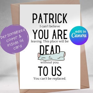 Tarjeta de despedida de Canva imprimible para compañero de trabajo o jefe, divertido, estás muerto para nosotros, tarjeta de despedida, tarjeta de despedida, adiós, felicidades, grosero