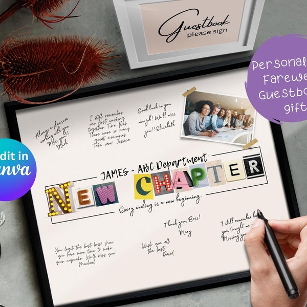 Personalized Canva Leaving Farewell Gift - New Chapter, Message Poster, Every ending is a new beginning, Boss, Goodbye