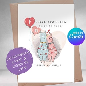 Funny Romantic Printable Cards - Llama, Valentine&#39;s Day, Birthday, Engagement, Wedding, Anniversary, Boyfriend, Girlfriend, Husband, Wife
