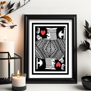 Jack Of Hearts, Arte imprimible, Naipes SVG, PDF, Ai, Png, Jpg, Descargar archivos impresos, Decoración del hogar, Decoración de la sala de póquer, Jack Of Hearts Print