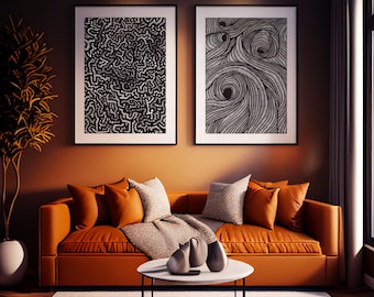 Modern Abstract Art Prints, Set of 2 (Digital Download)