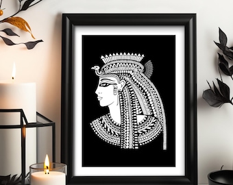 Cleopatra Print: Egyptian Black and White Wall Art (Digital Files)
