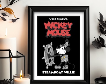 Mickey Mouse Steamboat Willie Print, Vintage Art (Digital Download)
