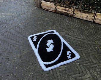 Tapis personnalisé Uno Reverse Black Card