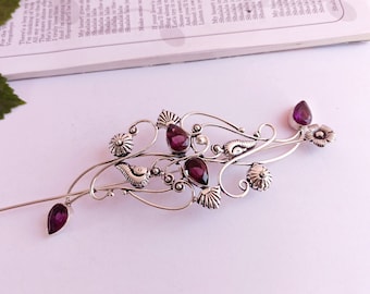 Beautiful Unique handmade silver plated hair clip barrette celtic viking knot hair pin\ hair clip for women\ hair pin\ hair jewelry