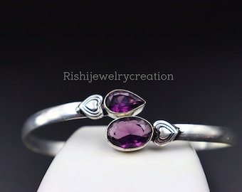 Stunning Amethyst Sterling Silver Plated bangle\ Amethyst bangle\ Amethyst jewelry\ Gemstone Jewelry\ party wear Jewelry
