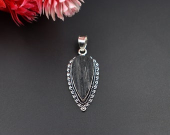 Black Tourmaline Rough Pendant \Quality Gemstone Pendant\Handmade Jewelry\Pendant Rough Stone Jewelry \Gift For Her