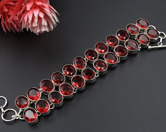 Garnet Bracelet\Red Garnet Bracelet\Handmade Bracelet\Bracelet Gift For Her/Him Birthday Gift\Multi Stone bracelet\Gift idea
