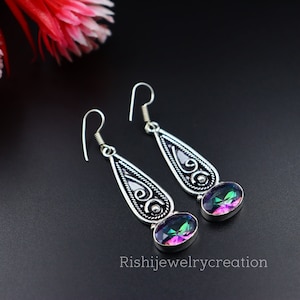 vintage mystic topaz Earrings\ Dangle drop Earrings\ Gemstone Earrings\ Mystic topaz Earrings\ Mystic Topaz\ Topaz earrings