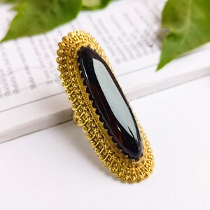Black Onyx Gemstone ring\Gold plated unique onyx ring\Onyx gemstone ring\gemstone ring\Black Onyx ring for women