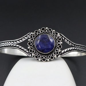 Sapphire Bangle\Women Bangle\Handmade Bangle\Gemstone Bangle\Dainty Bangle\Natural Sapphire Bangle\ Gift For Mom