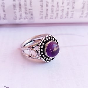 Beautiful amethyst silver plated ring\ Round cut amethyst ring\ natural amethyst ring\ gemstone ring\ women&#39;s ring