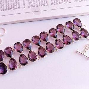 Stunning amethyst silver plated bracelet\ Adjustable Amethyst bracelet\ Cuff Bracelet\ gift for her