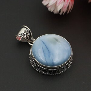 Natural Owyhee Blue Opal Pendant\Handmade Designer Pendant\Designer Pendant Necklace\Sterling Silver Plated Blue opal pendant