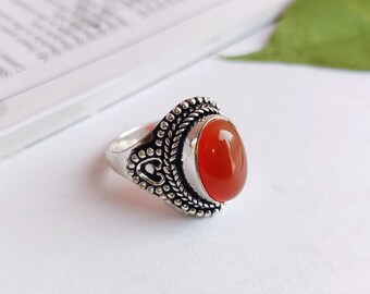 Red onyx ring\handmade Unique ring\Sterling silver plated ring\Gemstone ring\Onyx Dainty ring\vintage ring