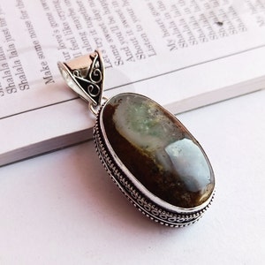 Natural Chrysoprase Pendant necklace\ sterling silver plated Chrysoprase pendant necklace\ gemstone jewelry\ Gift for her