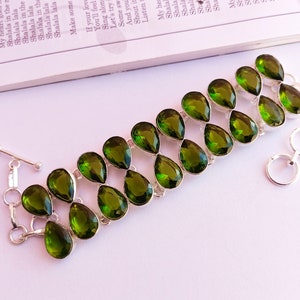 Stunning peridot handmade silver plated bracelet\ handmade bracelet\ Adjustable green peridot bracelet\ Gift for her