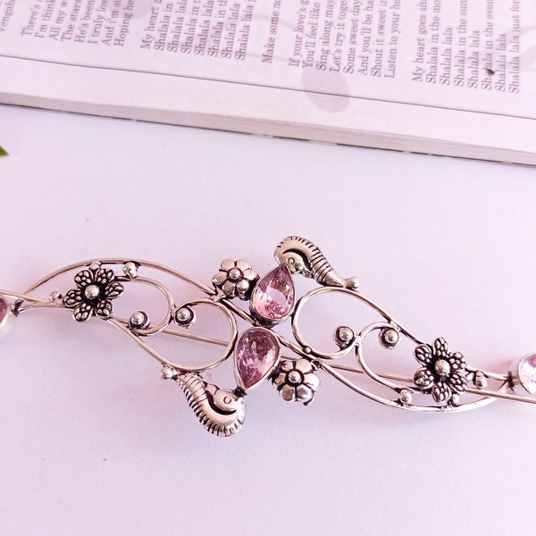 Stunning handmade silver plated hair clip barrette celtic viking knot hair pin\ hair clip for women\ hair pin\ hair accessories