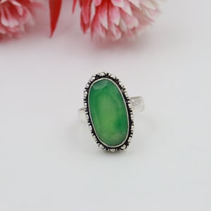Emerald ring\Sterling silver plated ring\Gemstone ring\Emerald Silver ring\Emerald jewelry\Ring for her\Fashionable ring