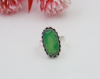 Emerald ring\Sterling silver plated ring\Gemstone ring\Emerald Silver ring\Emerald jewelry\Ring for her\Fashionable ring