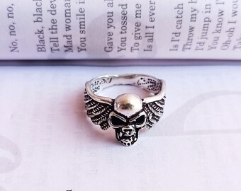 Antique Skeleton face Ring-Silver Plated skull ring-Skull face ring-Skull ring-Face ring-Halloween Ring-Ghost ring-Gift For her And Him