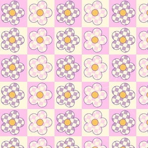 チェックシームレスコーラルピンクデイジーシームレスパターンファブリック昇華プリントシームレスフローラルチェック柄夏シームレス